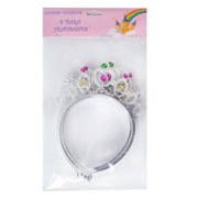 Silver Princess Tiara with Assorted Colour Diamantes Pk 4