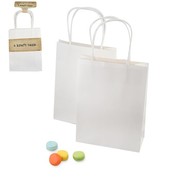 White Kraft Bags with Handle (Medium Size) Pk 4