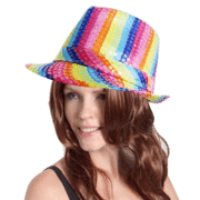 Rainbow Fedora Hat with Clear Sequins Pk 1
