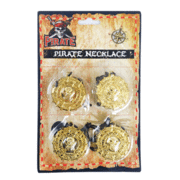 Party Favours - Gold Pirate Medallions on Necklaces Pk 4