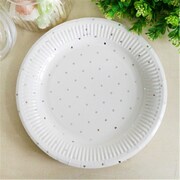 White 23cm Paper Plates with Metallic Silver Dots (Pk 12)