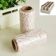 White & Metallic Gold Twine String (50m) (1 ROLL ONLY)