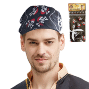 Pirate Black Head Scarf / Bandana with Skull & Crossbones Pk 1
