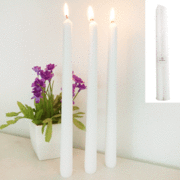 White Unscented Taper Candles Pk 3