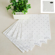 White 3 Ply Cocktail Napkins with Silver Dots Pk 20