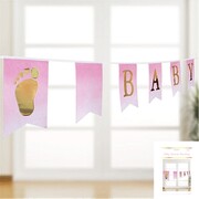 Pink & Gold Baby Shower Pennant Bunting Banner | Ready to Hang Baby Shower Decoration
