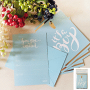 It's A Boy Blue & Gold Invitations & Envelopes Pk 8