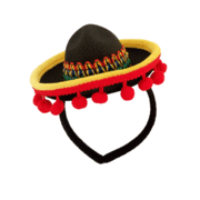 Mini Mexican Sombrero Hat on Headband Pk 1