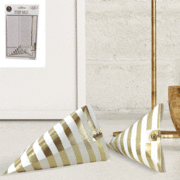 White & Gold Striped Party Tetra Bags Pk 3