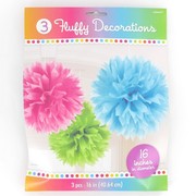 Assorted Tissue Paper Pom Poms (40.64cm) Pk 3 