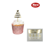 Gold Wedding Cake Cake Toppers Pk 4