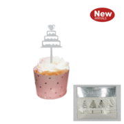 Silver Wedding Cake Cake Toppers Pk 4