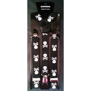 Adult Halloween Black & White Skull Suspenders Pk 1