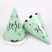 Luxe Mint Green & Gold Hip Hip Hooray Party Hats Pk 4