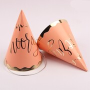 Luxe Coral & Gold Hip Hip Hooray Party Hats Pk 4
