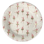 Pink & Gold Ballerina Paper Plates 23cm (Pk 12)