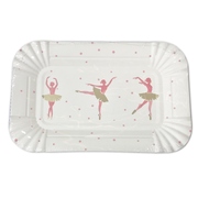Pink & Gold Ballerina Paper Rectangle Plates 10x16cm (Pk 12)