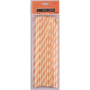 Coral and White Stripe Paper Straws Pk 20