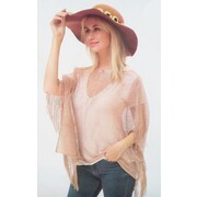 Adult Rose Gold Hippie Fishnet Fringed Poncho Pk 1 (PONCHO ONLY)