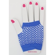 Blue Short Fingerless Fishnet Gloves (1 Pair)