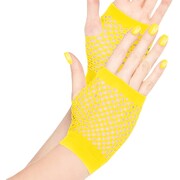 Yellow Fishnet Gloves Short Fingerless 1 Pair 1980s Costume Festival Accessories