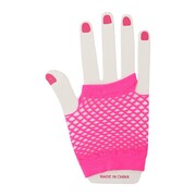 Short Neon Pink Fingerless Fishnet Gloves 1 Pair
