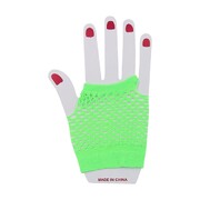 Short Green Fingerless Fishnet Gloves 1 Pair
