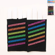 Short Fingerless Black Gloves with Rainbow Studs (1 Pair) 