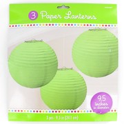 Round Lime Green Lantern (24cm) Pk 3 