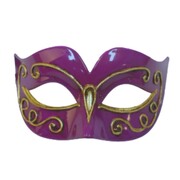 Purple & Gold Masquerade Eye Mask - Moulded Plastic Fancy Dress Costume Mask
