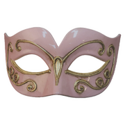 Pink & Gold Masquerade Eye Mask - Moulded Plastic Fancy Dress Costume Mask