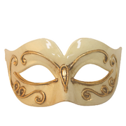 Cream & Gold Masquerade Eye Mask - Moulded Plastic Fancy Dress Costume Mask