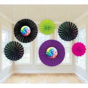 Disco Fever Assorted Paper Fans Pk 6