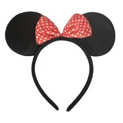 Black Mouse Ears with Red White Bow on Headband