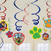 Paw Patrol Hanging Swirl Decorations Pk 12