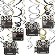 Lights Camera Action Hanging Swirl Decorations Pk 12