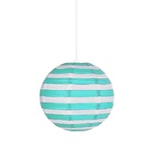 Teal & White Striped Round Paper Lantern 30cm