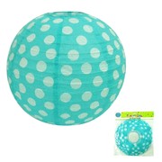 Teal 30cm Lantern with White Polka Dots Pk 1