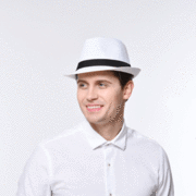 White Fedora Hat with Black Band Pk 1