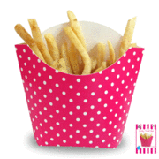 Hot Pink Chip Box with White Polka Dots Pk 6