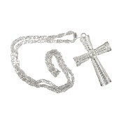 Silver Metal Ornate Cross Necklace