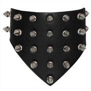Black Punk Cuff Wrist Bracelet with Silver Spikes