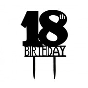 Black 18th Birthday Acrylic Cake Topper Pk 1