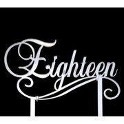 Silver Eighteen 18th Birthday Acrylic Cake Topper Pk 1