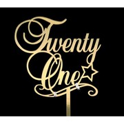 Gold Twenty One 21st Birthday Acrylic Cake Topper Pk 1