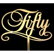 Gold Fifty 50th Birthday Acrylic Cake Topper Pk 1