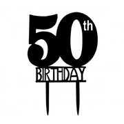 Black 50th Birthday Acrylic Cake Topper Pk 1