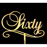 Gold Sixty 60th Birthday Acrylic Cake Topper Pk 1
