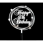 Silver Star Happy 60th Birthday Acrylic Cake Topper Pk 1