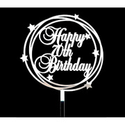 Silver Star Happy 70th Birthday Acrylic Cake Topper Pk 1